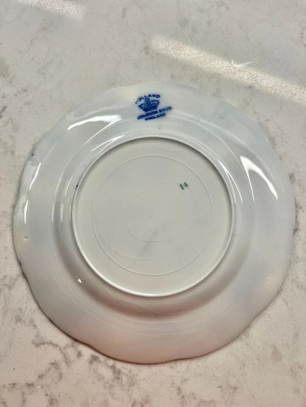 Antique Johnson Brothers Holland Flow Blue, Blue Onion Dessert/Pie Plate